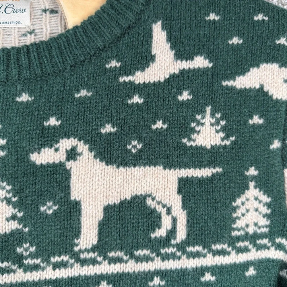 J. Crew Lambswool‎ Sweater Mens XL Green Labrador Duck Fair Isle Huntin Crewneck